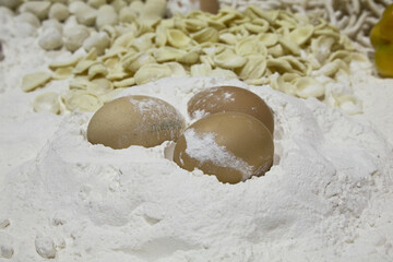 Eggs. Pasta. Flour. Interior. 
