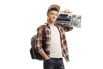 Guy with a boombox on his shoulder
