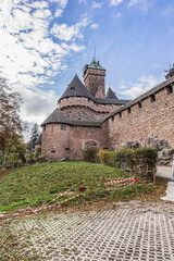 Fototapeta premium Haut-Koenigsbourg Castle - medieval castle built in XII century, located in Vosges mountains just west of Selestat. Commune of Orschwiller, Bas-Rhin departement of Alsace, France.
