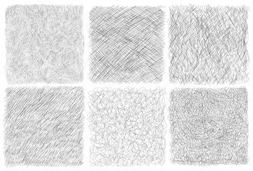 Line art backgrounds pattern set, sketch textures. Simply fashion design. Black and white textures. Vector curves repeat illustration, contemporary, modern artistic art, black and white