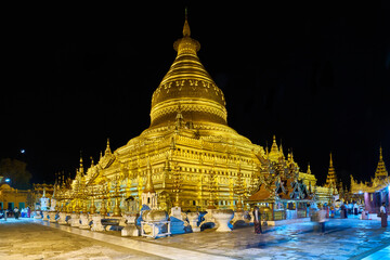 Nyaung U. Shwezigon pagoda by night, Old Bagan, Myanmar (Burma) © Ivan