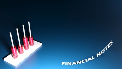 Blue backgrund with abacus for financial notes - 3D rendering illustration