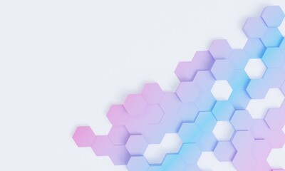 Half hexagon abstract background with half hexagon. 3D Render.