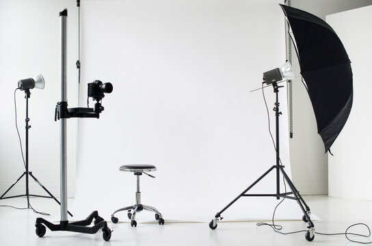 Photographer's lights and camera