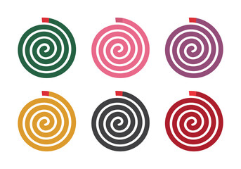 Set of mosquito coil with different color, isolated on white background, vector illustration design
