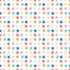 Colorful Striped Stars Seamless Vector Pattern Background