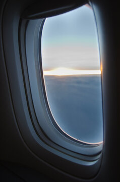 Clouds seen through airplane window