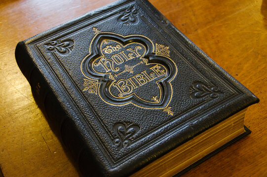 Close up of antique bible