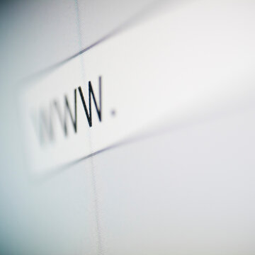Close up of www in web address
