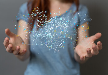 Cloud computing concept.Abstract cloud connection technology background.