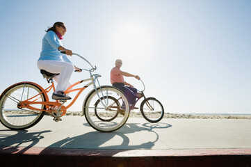 Couple riding bicycles