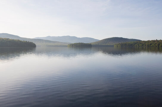 USA, New York State, Adirondack Mountains, Lake Placid in morning
