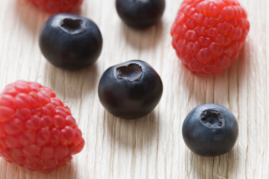 Blueberries and raspberries