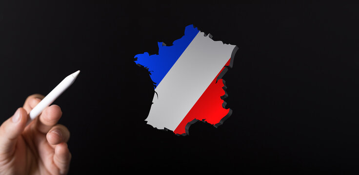 france map of the country 3d in hand