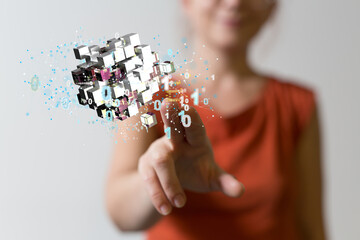 small data Cloud technology. Polygonal wireframe art looks like constellation