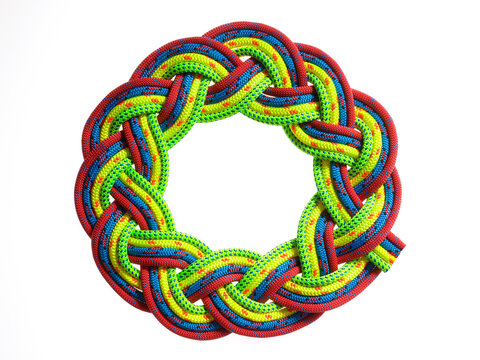 Colorful rope braided in a circle