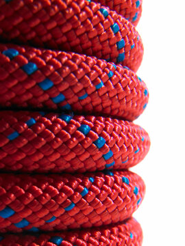 Stack of red and blue rope