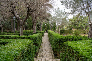 Fototapeta na wymiar Gardens of Rei Joan Carles in the village of Valldemossa. Palma de Mallorca, Spain