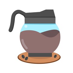 Vector illustration of teapot containing hot coffee for drinks, logo and icon, perfect for advertising coffee products