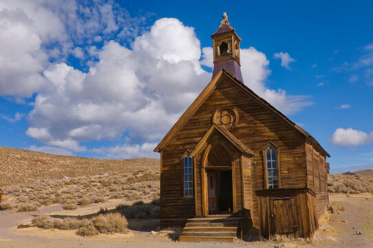 USA, California, Bodie, Old church in desert