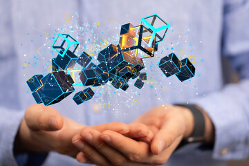 database data Cloud technology. Integrated digital web concept background