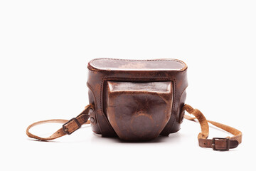 Studio shot of vintage camera case