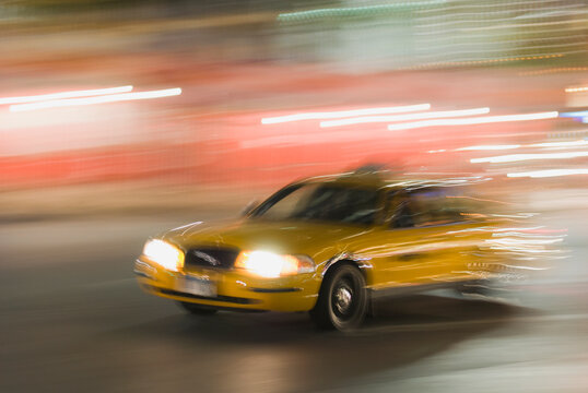Taxi cab driving at night