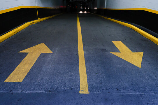 Arrows on road in garage