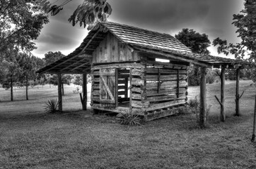 Corn Crib in Black and White