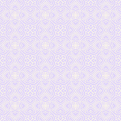 seamless pattern with light purple and white floral ornaments and hearts, vector