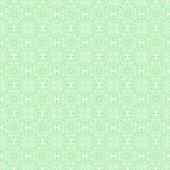 seamless tile with pastel green and white drawn folk style floral ornaments, vector, seamless pattern