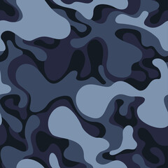 Camouflage texture seamless pattern with curve spots. Abstract military endless camo background for fabric and fashion textile print. Vector illustration.