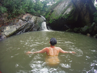 Swimming In a mini waterfall  in srilanka 