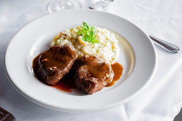 stew with mashed potatoes