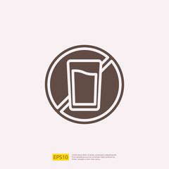 prohibition drink during fasting silhouette glyph solid icon for Muslim and Ramadan theme concept. Vector illustration