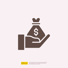 donation and charity silhouette glyph solid icon for Muslim and Ramadan theme concept. Vector illustration