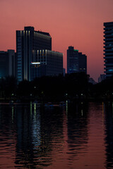 Beautiful sunset on the city