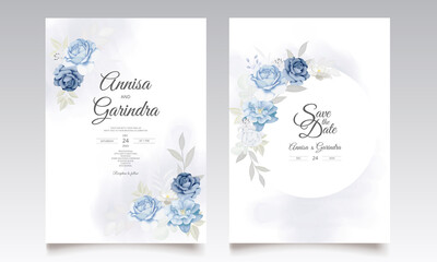  Beautiful floral frame wedding invitation card template Premium Vector