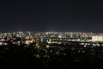 Fototapeta na wymiar とても美しい日本の岡山県岡山市の夜景