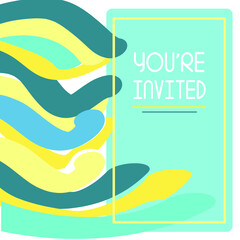 Aqua, Teal and Yellow Vibrant Template with Abstract Waves