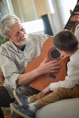 Grandfather and grandson spending time together