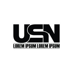 USN letter monogram logo design vector