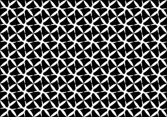 Seamless of propeller geometric pattern. Design square tile of white on black background. Design print for illustration, texture, material, wallpaper, background.