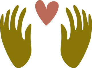 Yoga hands clipart. Sports, fitness, worth, development, vegetarianism. Retro style. Decor for decoration. Vector illustration in cartoon style.