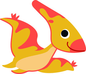 Clipart dinosaur flying pterodactyl. Vector illustration in cartoon style.