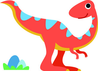 Clipart orange dinosaur stands fast. Vector illustration in cartoon style.