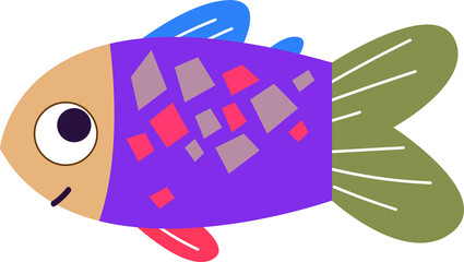 Geometric cod fish clipart. Marine decor. Print For printing. Retro style. Decor for decoration. Vector illustration in cartoon style. Fishing prey hunting cartoon