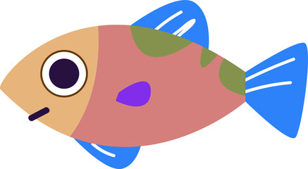 Geometric herring fish clipart. Marine decor. Print For printing. Retro style. Decor for decoration. Vector illustration in cartoon style. Fishing prey hunting cartoon