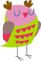 Clipart Cute funny owl. Children's print with a bird owl. Print for the children's room. Pastel color. Retro style. Decor for decoration. Vector illustration in cartoon style.
