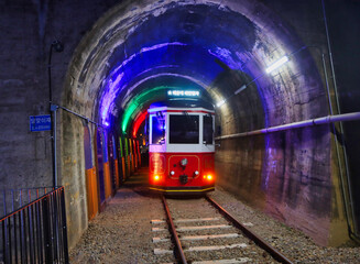 Naklejka premium Night view of Haeundae Beach Train, Busan, South Korea, Asia.